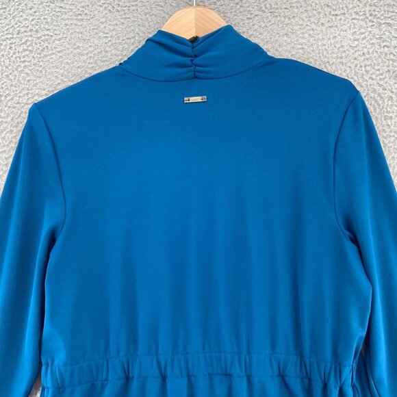 Kasper Jacket Womens L Blue Open Front 3/4 Sleeves Stretch Knit Everyday Casual - Picture 4 of 11